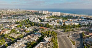 Drone Shot of Pacific City Residences in Huntington Beach, CA